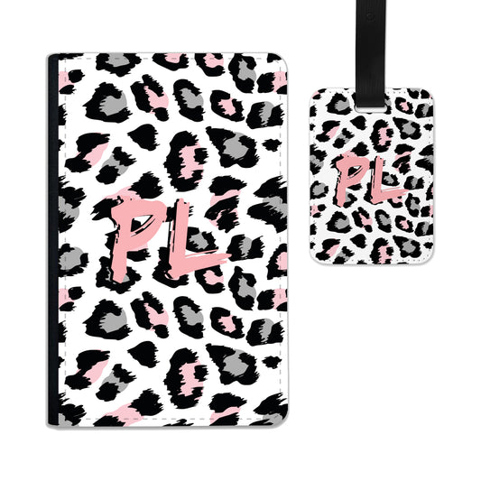 Personalised Leopard Print Passport Cover & Luggage Tag