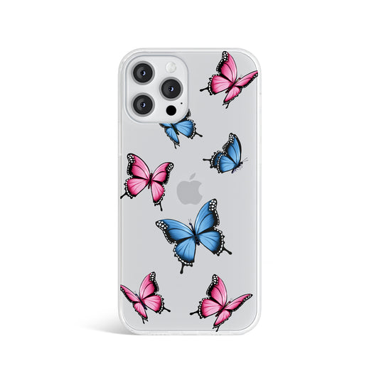 pink blue butterfly phone case