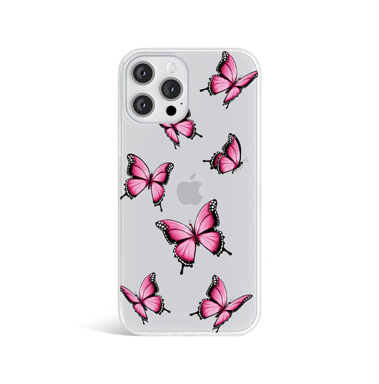 Pink Butterfly Clear Phone Case