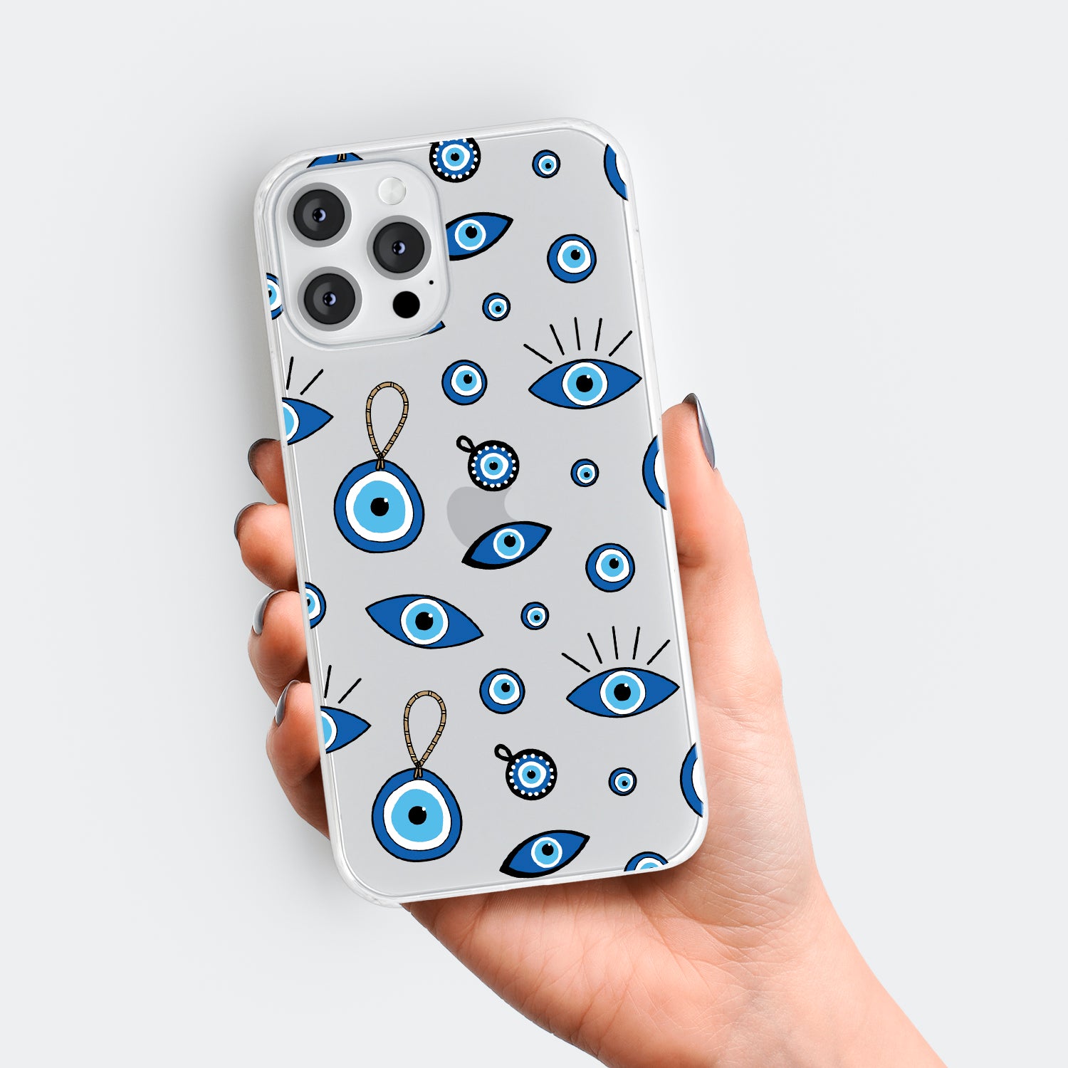 blue psychedelic evil eye phone case