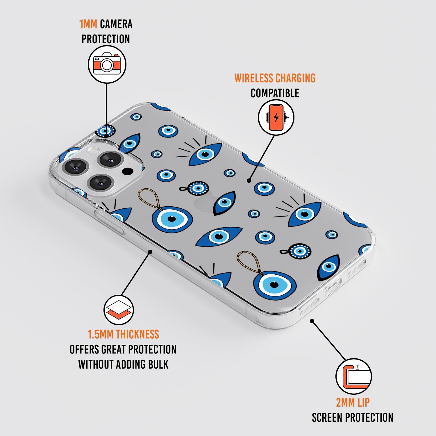 cute trendy evil eye phone case