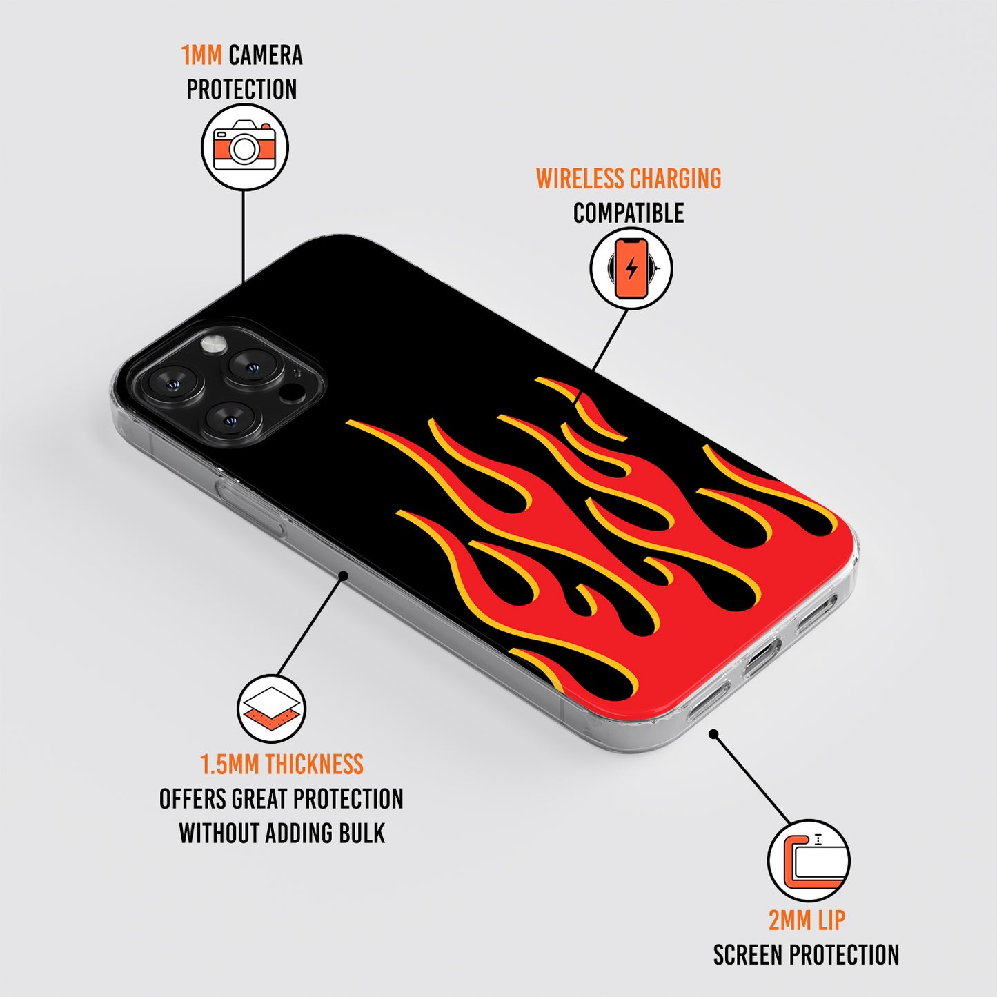 cute trendy flames phone case