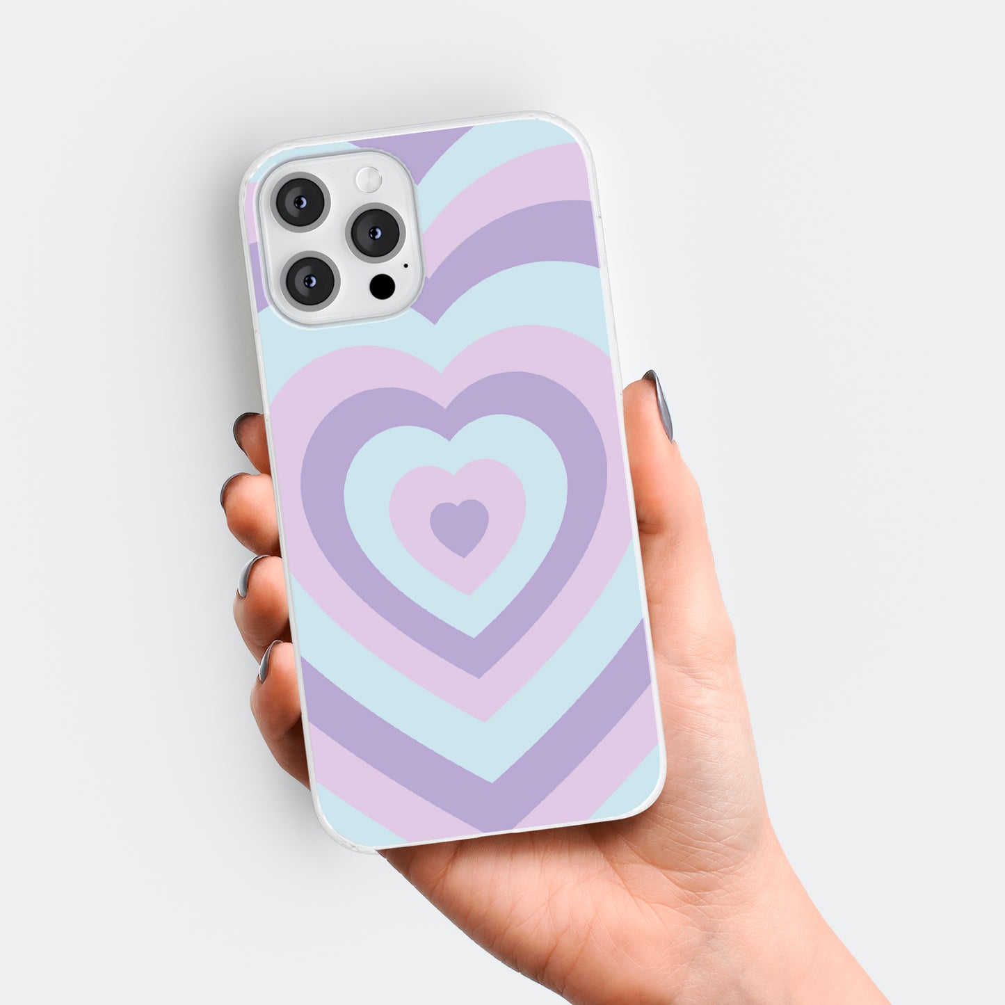 Purple Blue Pink Love Heart Print Phone Case