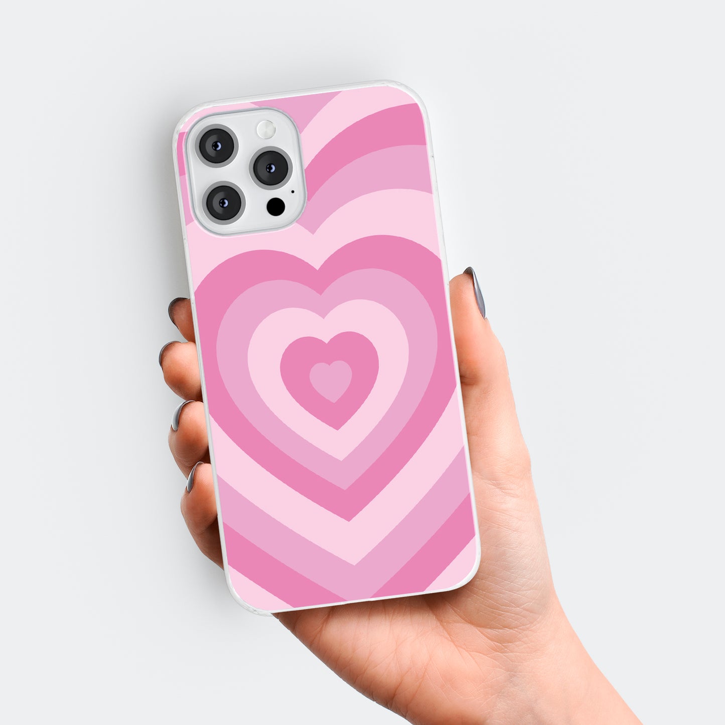 Pink Love Heart Print Phone Case