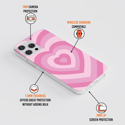 Pink Love Heart Print Phone Case