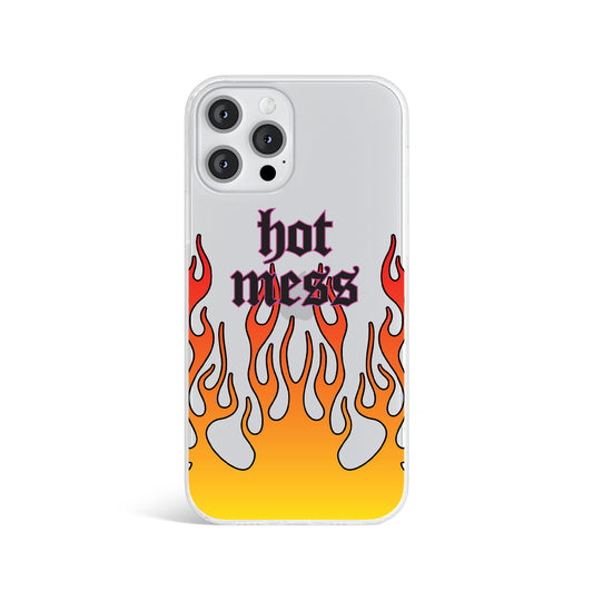 Hot Mess Flames Clear Phone Case