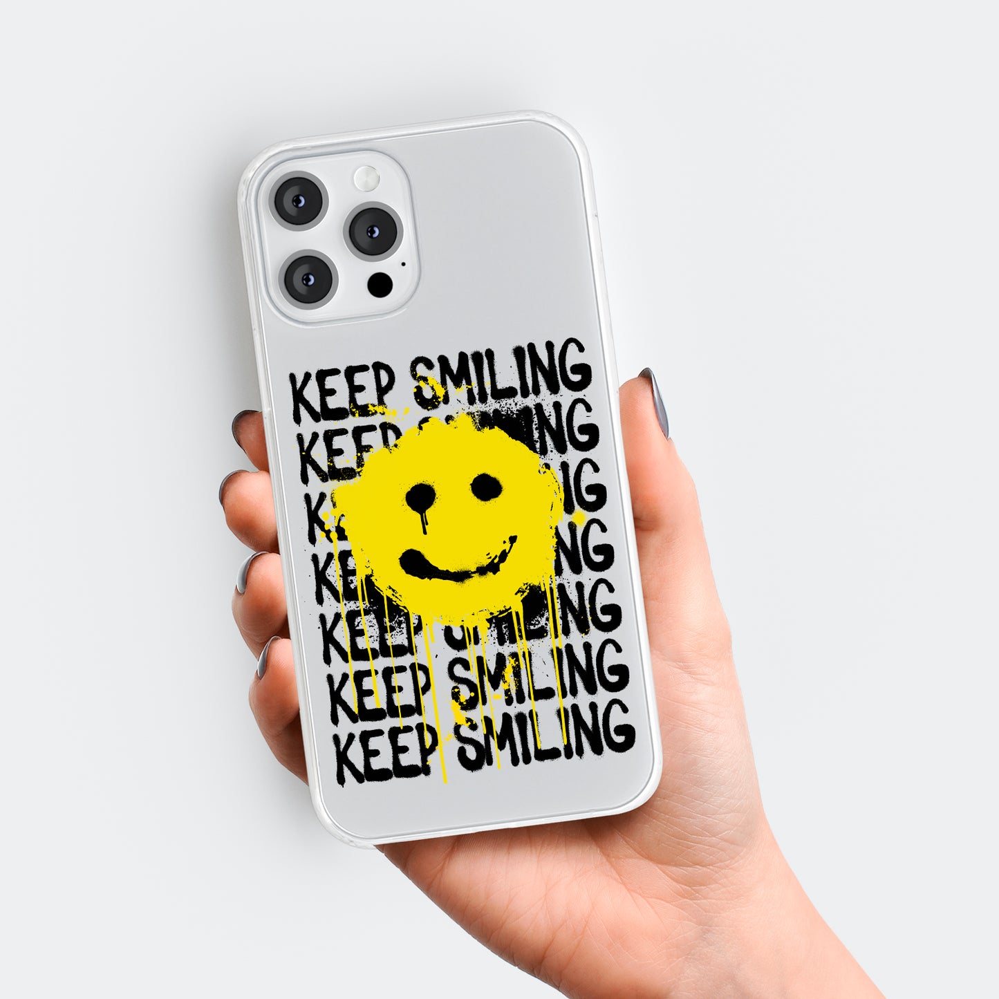 Keep Smiling Smiley Clear Phone Case