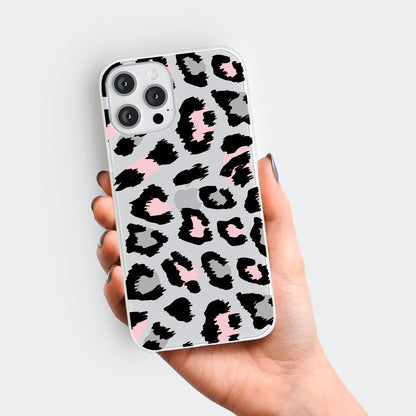 Pink Leopard Print Clear Phone Case