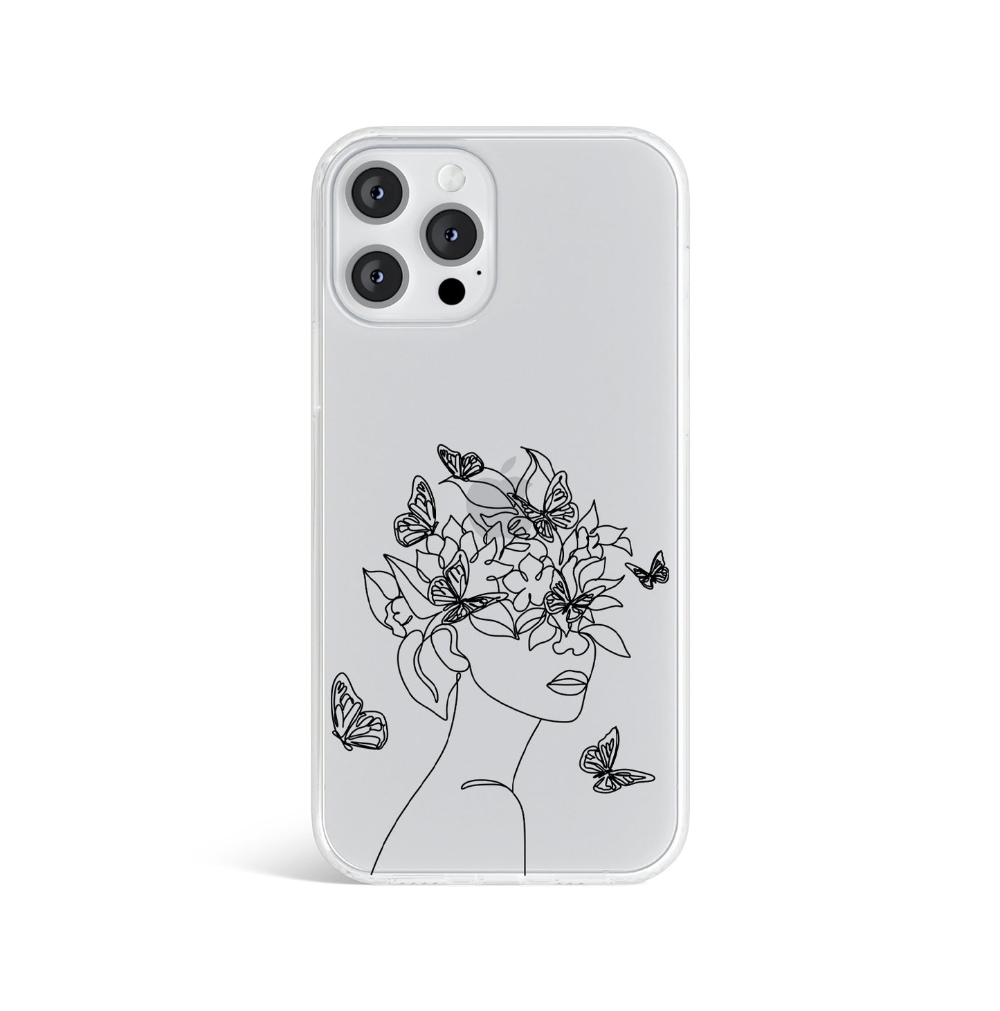 Line Art Butterfly Print Clear Phone Case