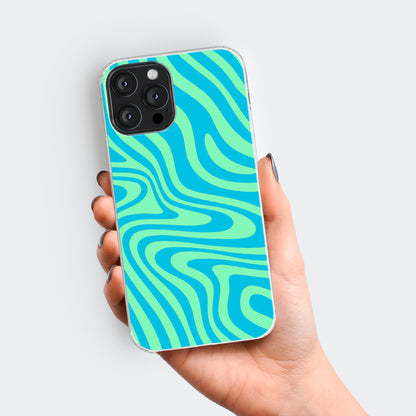 blue green waves phone case