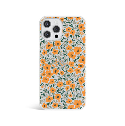 Orange Wildflower Clear Phone Case