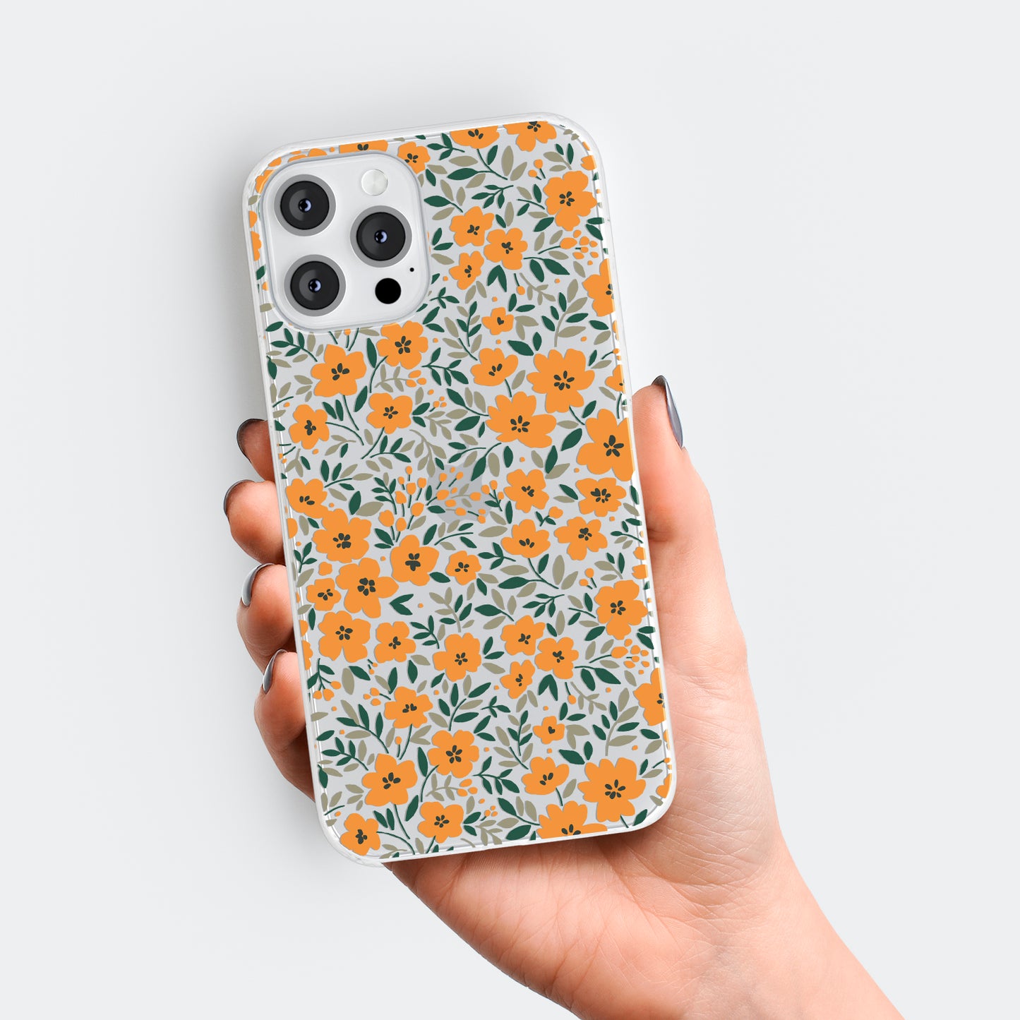 Orange Wildflower Clear Phone Case