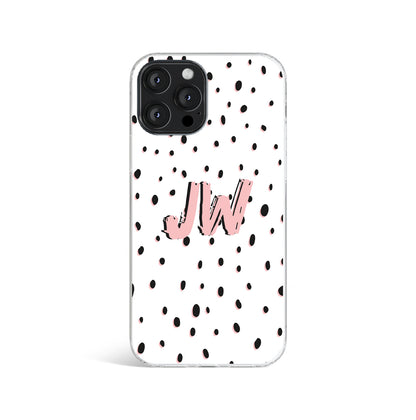 Personalised Dots White Pink initials name Phone case