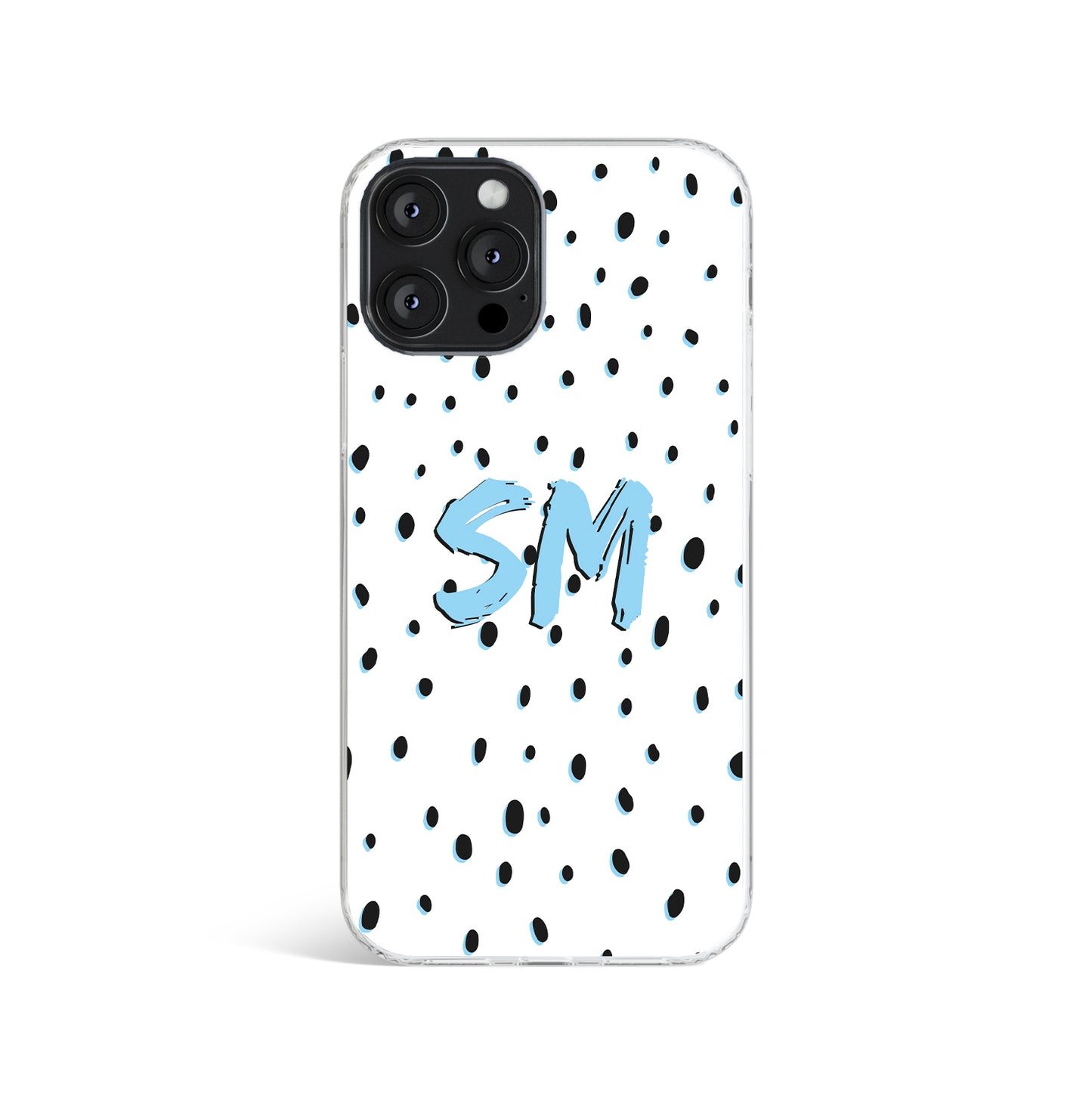 Personalised Dots White Blue Initials Name Phone case