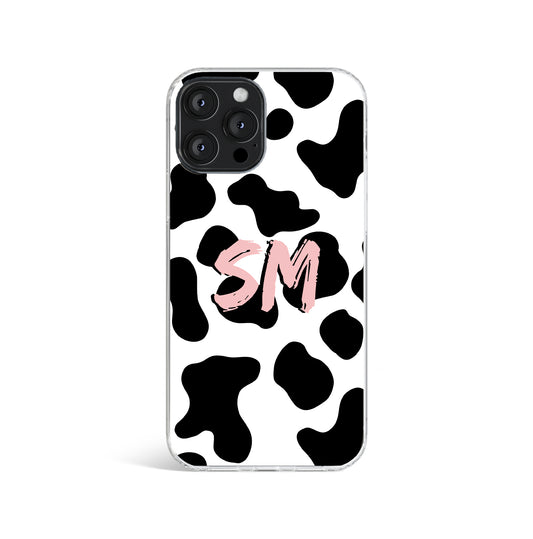 Personalised Cow Print Pink Initials Name Phone case