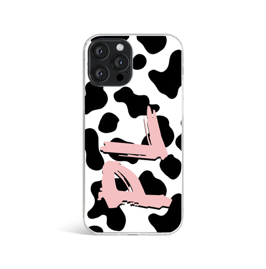 Personalised Cow Print Pink Initials Name Phone case