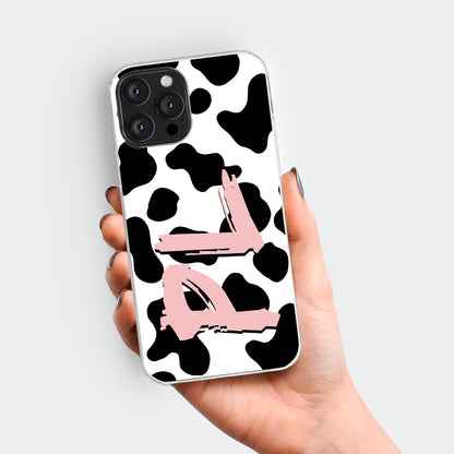 Personalised Cow Print Pink Initials Name Phone case