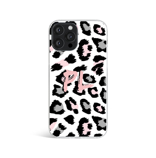 Personalised Leopard Print Pink Initials Name Phone case