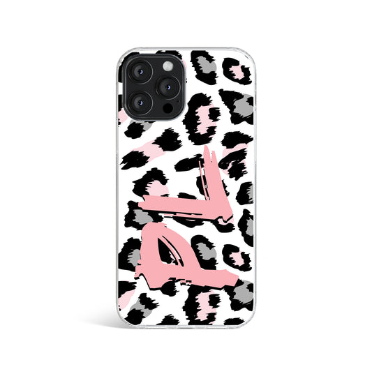 Personalised Leopard Print Pink Initials Name Phone case