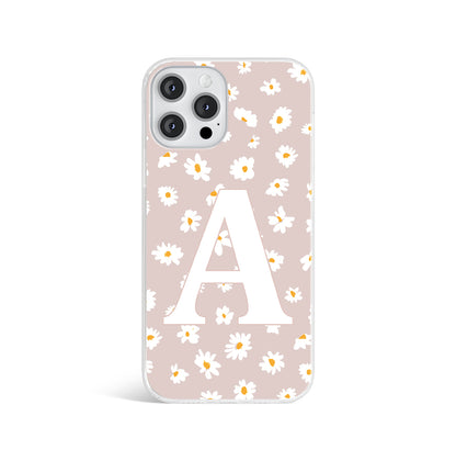 Personalised Daisy Print Pink Initials Name Phone case