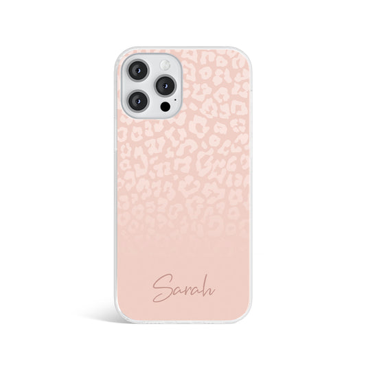 Personalised Leopard Print Nude Initials Name Phone case