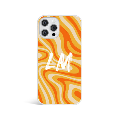 Personalised Orange Swirl Print Initials Name Phone case