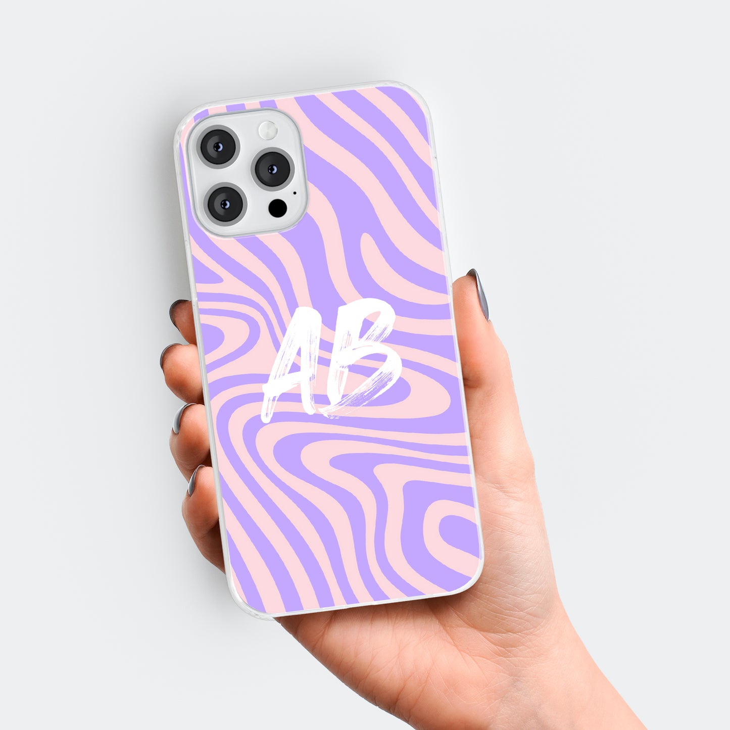 Personalised Purple Pink Swirl Print Initials Name Phone case