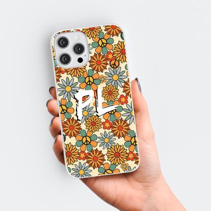 Personalised Groovy Daisy Orange Print Initials Name Phone case