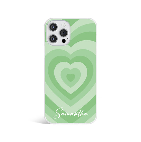 Personalised Green Love Heart Initials Name Phone case