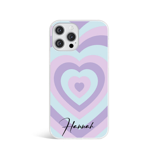 Personalised Purple Pink Blue Love Heart Initials Name Phone case