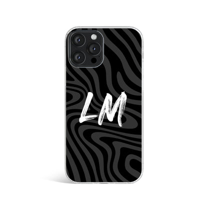 Personalised Black Swirl Print Initials Name Phone case