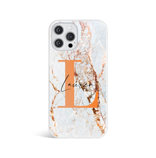 Personalised Cracked White Marble Initials Name Phone case