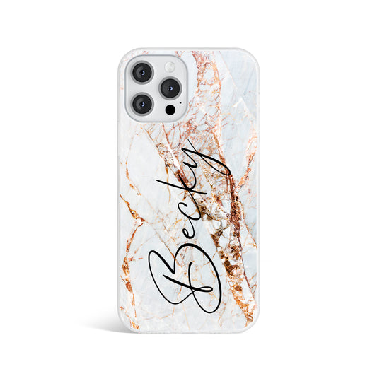 Personalised Cracked White Marble Name Phone case