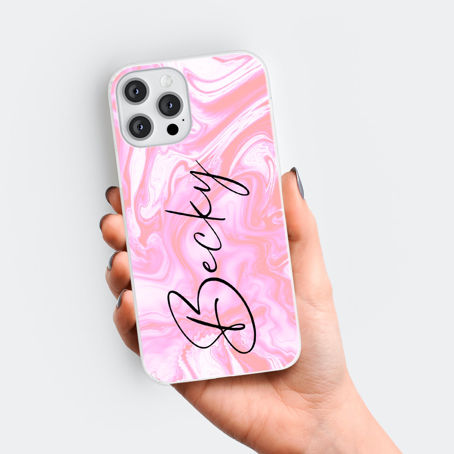 Personalised Pink Marble Print Name Phone case