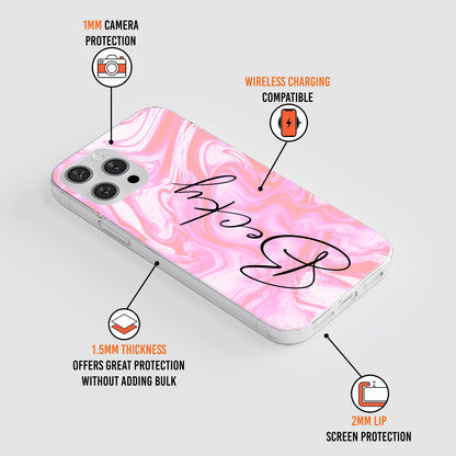 Personalised Pink Marble Print Name Phone case