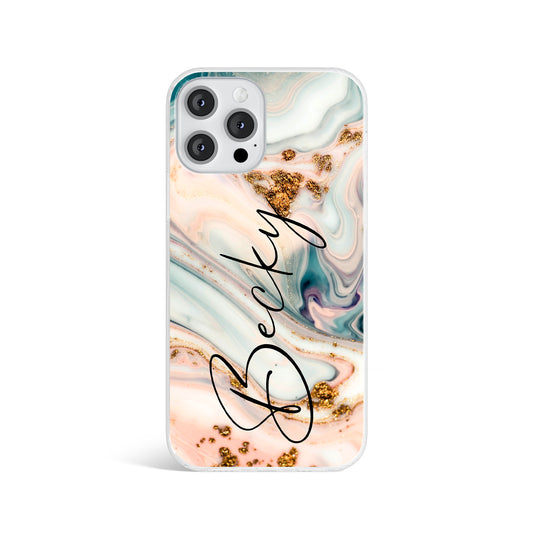 Personalised Pastel Marble Print Name Phone case