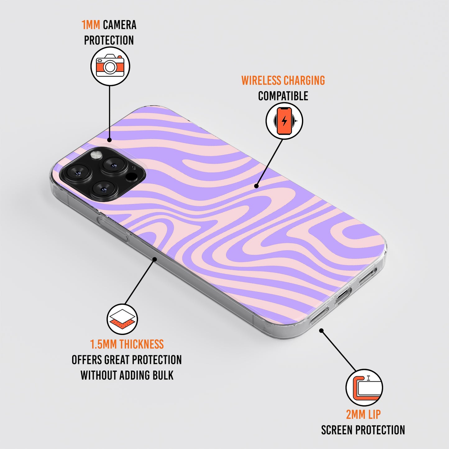 Purple Pink Swirl Print Phone Case