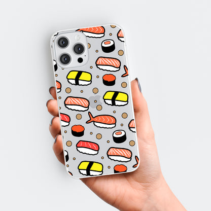 Sushi Lover Print Clear Phone Case